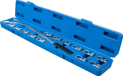 Juego de llaves para polea tensora | 12 caras 12 - 19 mm / E-Torx E10 - E18 | 15 piezas