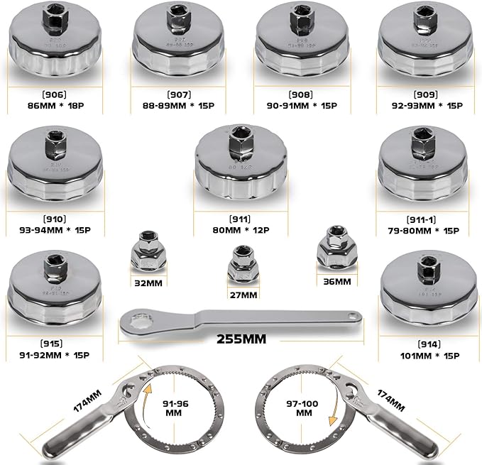 Kit extractores de filtros de aceite de aceite de 31pcs.