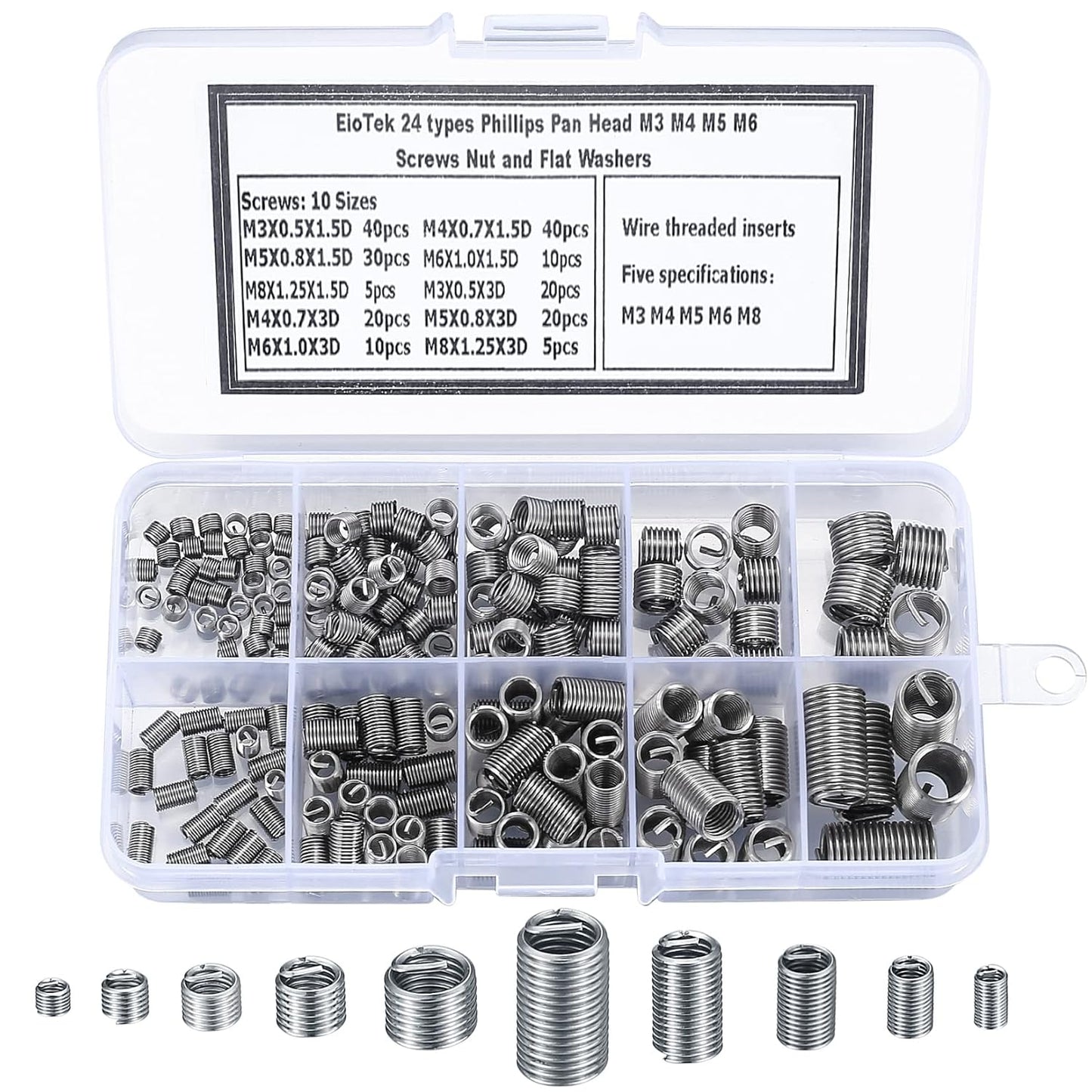 200 Piezas Insertos Roscados, Kit de Helicoil