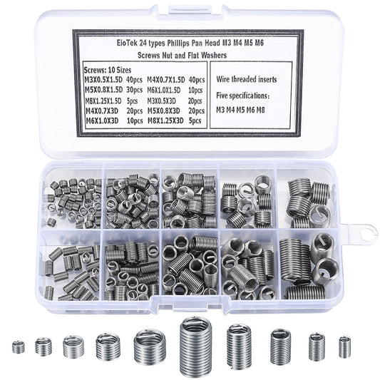 200 Piezas Insertos Roscados, Kit de Helicoil